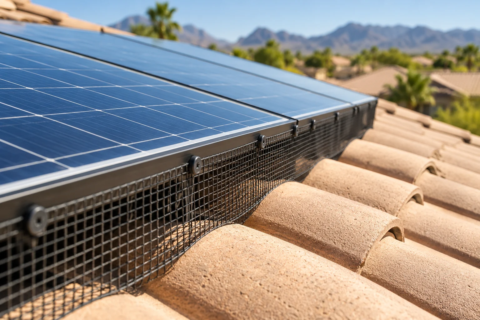 Solar glass and a fitted black perimeter bird barrier